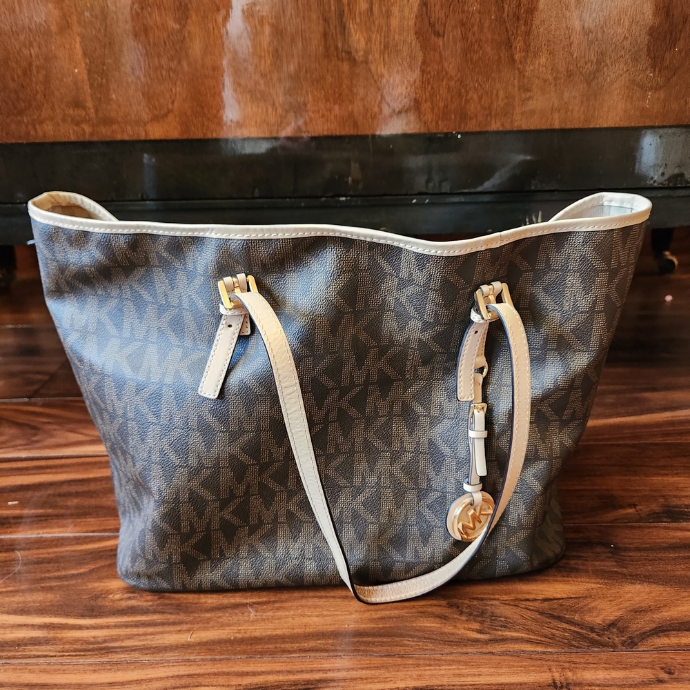 Michael Kors Signature Brown and Cream Tote